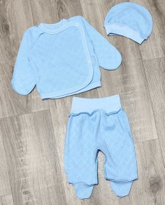 Комплект "Однотонний " блакитний, хлопчик 0-3 місяців