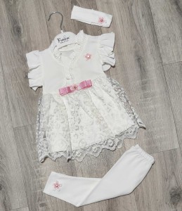 Комплект Findik "Квіточки", білий, дівчинка 3-6-9 місяців