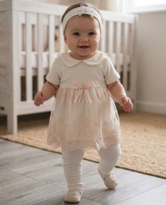 Комплект Findik «Бабочка» персиковый, девочка 3-6-9 месяцев