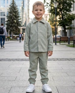 Костюм "Однотонный" зеленый(оливка), мальчик 6-7-8-9 лет