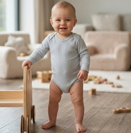 Боди "Однотонный" серый, унисекс 6-9-12 месяцев