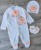 Человечек Waffle "Корона бант" белый+персик , девочка 0-3-6 месяцев, фото 1