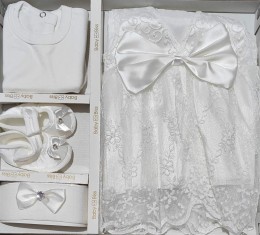 Комплект Baby Biss "Бант+цветок" белый, девочка 3-6 месяцев