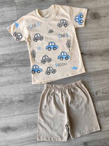 Костюм Giddy kids "Cars" бежевый, мальчик 6-9-12-18 месяцев