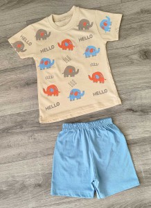 Костюм Giddy kids "Hello" голубой, мальчик 6-9-12-18 месяцев