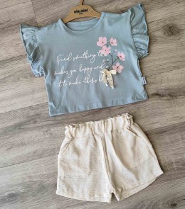 Костюм Minamino «Сакура» зеленый, девочка 2-3-4-5 лет