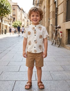 Костюм Y.T.M "Листочки" бежевый, мальчик 1-2-3-4 лет