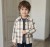 Рубашка "Клетка» бежевый, мальчик 6-7-8-9 лет, фото