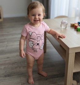 Боді "Hello'', дівчинка, рожевий 3-6-9-12 місяців