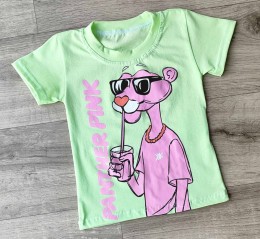 Футболка "Panther pink" зеленый(салатовый), девочка 1-2-3-4-5  лет