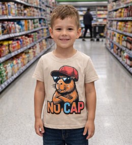 Футболка «No Cap» бежевый, мальчик 1,5-3-5-7-9 лет