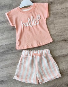 Костюм My Bella «Hello» персиковий, дівчинка 6-9-12-18 місяців