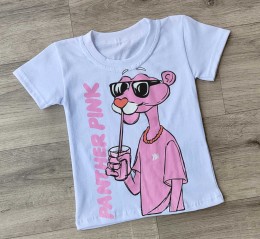 Футболка "Panther pink" белый, девочка 1-2-3-4-5  лет