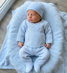 Комплект "Однотонный" голубой, мальчик 0-3 месяцев