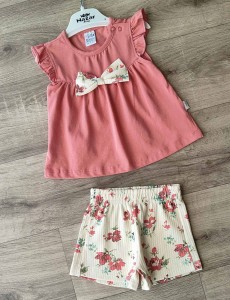 Костюм Nazar Baby "Бантик+цветочки" кораловый, девочка 9-12-18-24 месяцев
