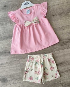 Костюм Nazar Baby "Бантик+цветочки" розовый, девочка 9-12-18-24 месяцев