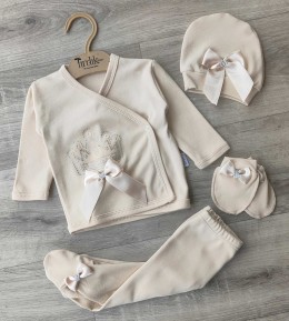 Комплект Findik «Коронка» бежевый, девочка 3 месяца