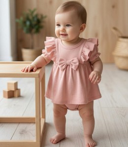 Боди-платье Findik "Бантик" коричневый(терракотовый), девочка 3-6-9-12-18 месяцев