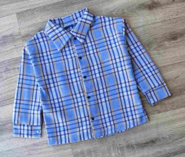 Рубашка "Клетка» голубой, мальчик 6-7-8-9 лет