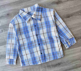 Рубашка "Клетка» голубой2, мальчик 6-7-8-9 лет