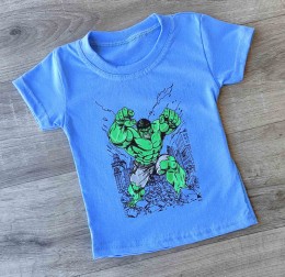 Футболка "Халк" голубой, мальчик 1,5-3-5-7-9  лет