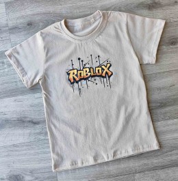 Футболка "Роблокс" бежевый, мальчик 10-11-12-13 лет