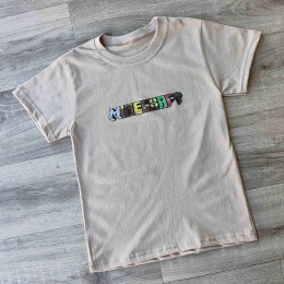 Футболка "Майнкрафт" бежевый, мальчик 10-11-12-13 лет