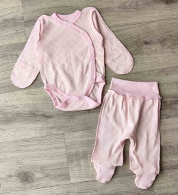 Комплект "Однотонний " рожевий, дівчинка 0-3 місяців