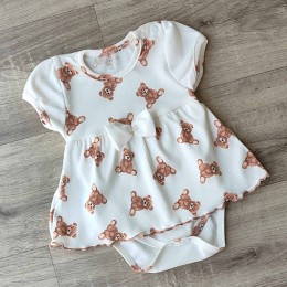 Боді-сукня "Ведмедики" молочний, дівчинка 3-6 місяців