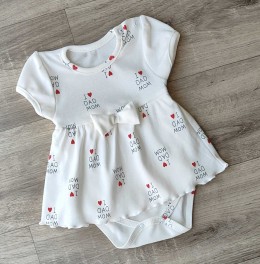 Боди-платье "I DAD MOM" молочный, девочка 3-6 месяцев