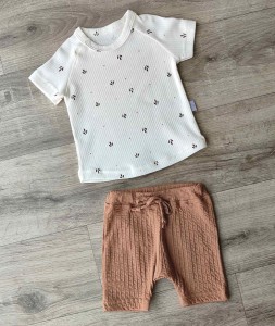 Костюм «Квіточки» коричневий, дівчинка 3-6-9-12 місяців