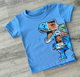 Футболка "Динозавр" голубой, мальчик 1,5-3-5-7-9  лет