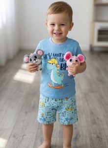 Костюм Stella Baby "Hey, Bro" блакитний, хлопчик 1-2-3-4 років